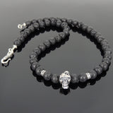 Men's Women Lava Rock Sterling Silver Skull Necklace Rocker Biker DiyNoion Handmade NK099