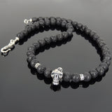 Men's Women Lava Rock Sterling Silver Skull Necklace Rocker Biker DiyNoion Handmade NK099