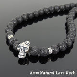 Men's Women Lava Rock Sterling Silver Skull Necklace Rocker Biker DiyNoion Handmade NK099