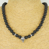 Men's Women Lava Rock Sterling Silver Skull Necklace Rocker Biker DiyNoion Handmade NK099