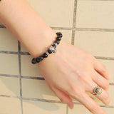 Men's Women Rare Mixed Blue Tiger Eye 925 Sterling Silver Skull Bracelet DiyNotion Handmade BR694E