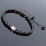 Men's Women Matte Black Onyx Adjustable Bracelet 925 Sterling Silver Bead DiyNotion BR695