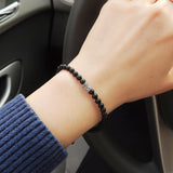 Men's Women Matte Black Onyx Adjustable Bracelet 925 Sterling Silver Bead DiyNotion BR695