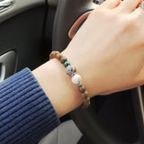 Men's Women Golden Agarwood Malachite White Howlite Bracelet 925 Sterling Silver Lotus Bead DiyNotion Handmade BR698