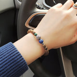 Men's Women Golden Agarwood Malachite Lapis Bracelet 925 Sterling Silver Lotus Bead DiyNotion Handmade BR699