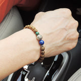 Men's Women Golden Agarwood Malachite Lapis Bracelet 925 Sterling Silver Lotus Bead DiyNotion Handmade BR699