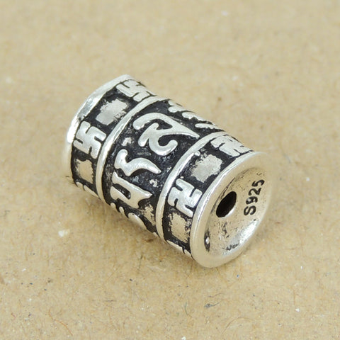 925 Stamp Sterling Silver Mantra Bead Charm Vintage Buddhism Meditation WSP414 Wholesale Retail