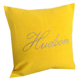 Embroidered Name Pillow Covers. 18 Inches yellow Monogram Pillow Covers. Anniversary Gift. Spring Pillows