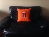 Monogram pillows for teens, Personalized embroidered kids pillows, Orange Grommet Pillows, Dorm Decor, Varsity 20 inch Throw Pillow Cover