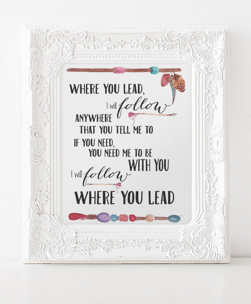 Gilmore Girls Print, Song, Where You Lead I Will Follow Printable INSTANT DOWNLOAD, Lorelei , Rory, Gilmore Girls Poster,Stars Hollow