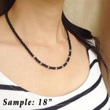 Men's Women Bright Black Onyx Sterling Silver Necklace Gemstone Beads Clasp DiyNoion Handmade NK103