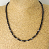 Men's Women Bright Black Onyx Sterling Silver Necklace Gemstone Beads Clasp DiyNoion Handmade NK103