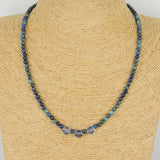 Men's Women Mixed Chrysocolla Lapis Sterling Silver Necklace Gemstone Charms Clasp DiyNoion Handmade NK104