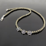 Men's Women Natural Pyrite Sterling Silver Necklace Gemstone 925 Beads Clasp DiyNoion Handmade NK106