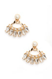 Gift for Her, Gold Diamond Pearl Ear Climber, Gold Pearl Ear Crawlers , Ear Crawler Earrings, Pearl Gold Diamond Earrings
