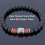 Lava Rock Jasper Stone Tibetan Silver Sakyamuni Bracelet Buddha Yoga Mala for Men Women DiyNotion Handmade T123