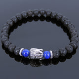 Lava Rock Lapis Tibetan Silver Bracelet Buddha Yoga Mala for Men Women DiyNotion Handmade T121