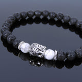 Lava Rock White Howlite Tibetan Silver Bracelet Buddha Yoga Mala for Men Women DiyNotion Handmade T124