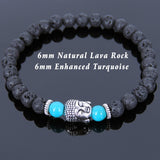 Lava Rock Turquoise Tibetan Silver Sakyamuni Bracelet Buddha Yoga Mala for Men Women DiyNotion Handmade T122