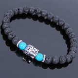 Lava Rock Turquoise Tibetan Silver Sakyamuni Bracelet Buddha Yoga Mala for Men Women DiyNotion Handmade T122