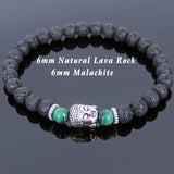 Lava Rock Malachite Tibetan Silver Bracelet Buddha Yoga Mala for Men Women DiyNotion Handmade T128
