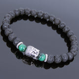 Lava Rock Malachite Tibetan Silver Bracelet Buddha Yoga Mala for Men Women DiyNotion Handmade T128