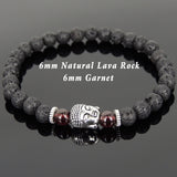 Lava Rock Garnet Tibetan Silver Bracelet Buddha Yoga Mala for Men Women DiyNotion Handmade T130