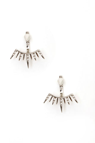 Silver Spiked Ear Jackets, Silver Triangle Ear Jackets, Trendy Ear Jacket Earrings