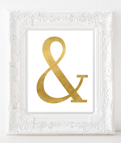 Ampersand - & -  Print Faux Gold Foil Effect INSTANT DOWNLOAD Printable art Modern Hipster Art Modern Wall art Gold Ampersand , Wedding Art