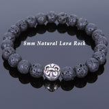 Lava Rock Tibetan Silver Fleur de Lis Bracelet Yoga Mala for Men Women DiyNotion Handmade T134