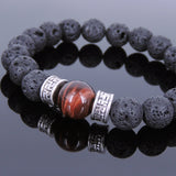 Lava Rock Red Tiger Eye Tibetan Silver Bracelet Yoga Mala for Men Women DiyNotion Handmade T136