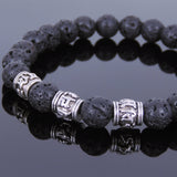 Lava Rock Tibetan Silver OM Bead Bracelet Yoga Mala for Men Women DiyNotion Handmade T138