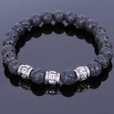 Lava Rock Tibetan Silver OM Bead Bracelet Yoga Mala for Men Women DiyNotion Handmade T138