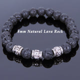Lava Rock Tibetan Silver OM Bead Bracelet Yoga Mala for Men Women DiyNotion Handmade T138