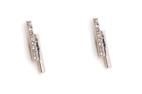 Minimalist Earrings, Crystal Silver Earrings, Gift for Her, Silver Plated Crystal Stud Earrings, Silver Ear Studs