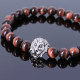Red Tiger Eye Tibetan Silver Lion Head Bead Bracelet Yoga for Men Women DiyNotion Handmade T143