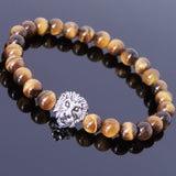 Brown Tiger Eye Tibetan Silver Lion Head Bead Bracelet Yoga for Men Women DiyNotion Handmade T146