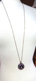 Vintage Carved Red MOP Button Pendant Necklace, Mother of Pearl, Rhinestone Button, Sterling Silver Chain, Layered Button Necklace, MPN165