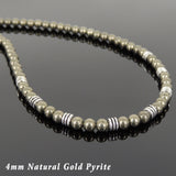 Men's Women Natural Pyrite Sterling Silver Necklace Gemstone 925 Beads Clasp DiyNoion Handmade NK107