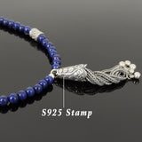 Men's Women Lapis Lazuli Sterling Silver Necklace Gemstone Pendant Clasp DiyNoion Handmade NK108