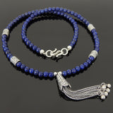 Men's Women Lapis Lazuli Sterling Silver Necklace Gemstone Pendant Clasp DiyNoion Handmade NK108