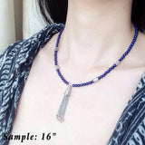Men's Women Lapis Lazuli Sterling Silver Necklace Gemstone Pendant Clasp DiyNoion Handmade NK108