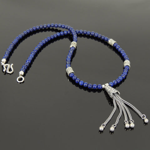 Men's Women Lapis Lazuli Sterling Silver Necklace Gemstone Pendant Clasp DiyNoion Handmade NK108