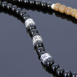 Men's Women Black Onyx Agarwood Protection Necklace Sterling Silver Guanyin Pendant OM Buddhism Spacers DiyNotion NK110
