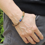 Men's Women Golden Agarwood Malachite Lapis Bracelet 925 Sterling Silver Buddha Head Bead DiyNotion Handmade BR701