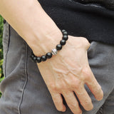 Men's Women Matte Black Onyx Bracelet 925 Sterling Silver Bead DiyNotion Handmade BR702