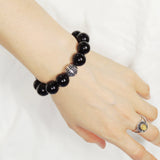 Men's Women Bright Black Onyx Bracelet 925 Sterling Silver Bead DiyNotion Handmade BR703