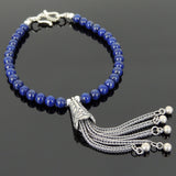 Men's Women Lapis Lazuli 925 Sterling Silver Bracelet Pendant Bead Clasp Gemstone DiyNotion Handmade BR704