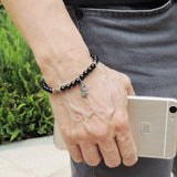 Men's Women Black Obsidian 925 Sterling Silver Agarwood Bracelet Guanyin Pendant DiyNotion Handmade BR706E