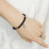 Men's Women Black Obsidian 925 Sterling Silver Agarwood Bracelet Guanyin Pendant DiyNotion Handmade BR706